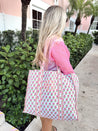 Quilted Block-Print Tote Bag