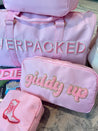 Giddy Up Large - Pink Embroidered