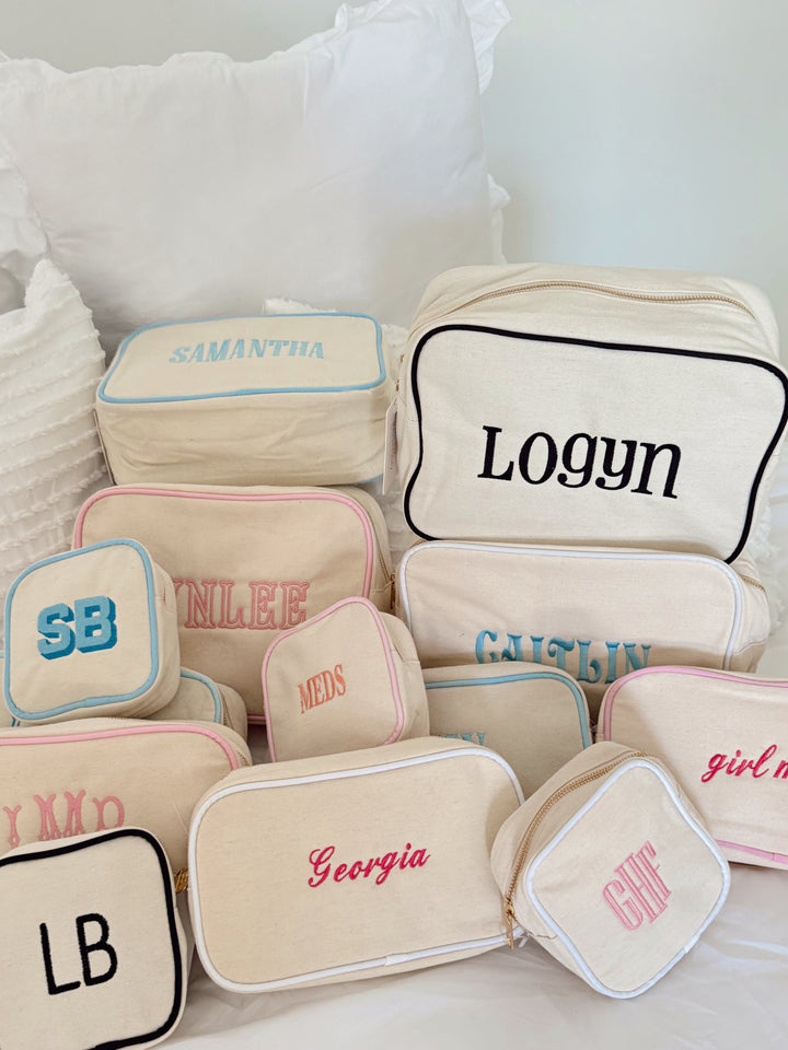Canvas Makeup Bag Collection - PLAIN NO EMBROIDERY