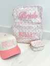 Pink + Blue Toile Clear Coat XL Toiletry Bag