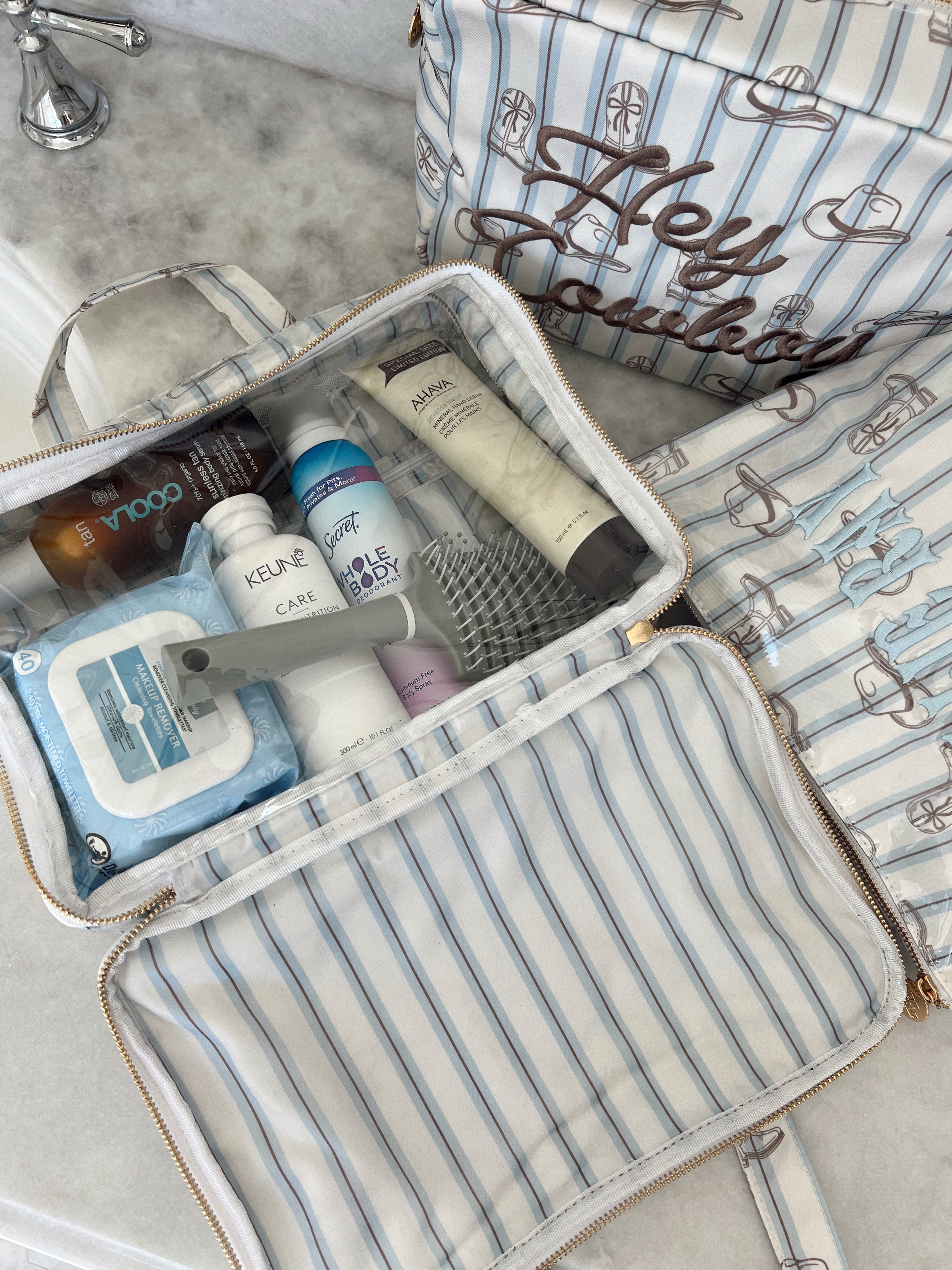 Western Blues Striped Clear Coat Toiletry Case - Thumbnail 4