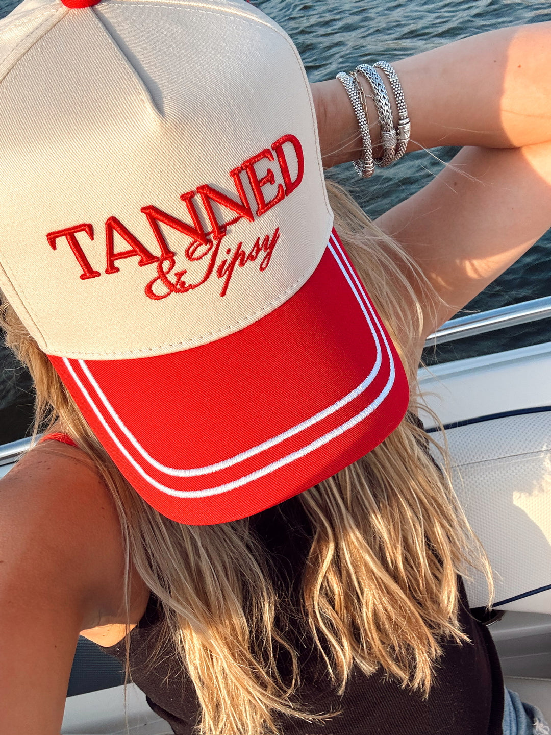 Tanned &amp; Tipsy - Red Vintage Trucker Hat