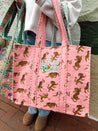 Quilted Block-Print Tote Bag