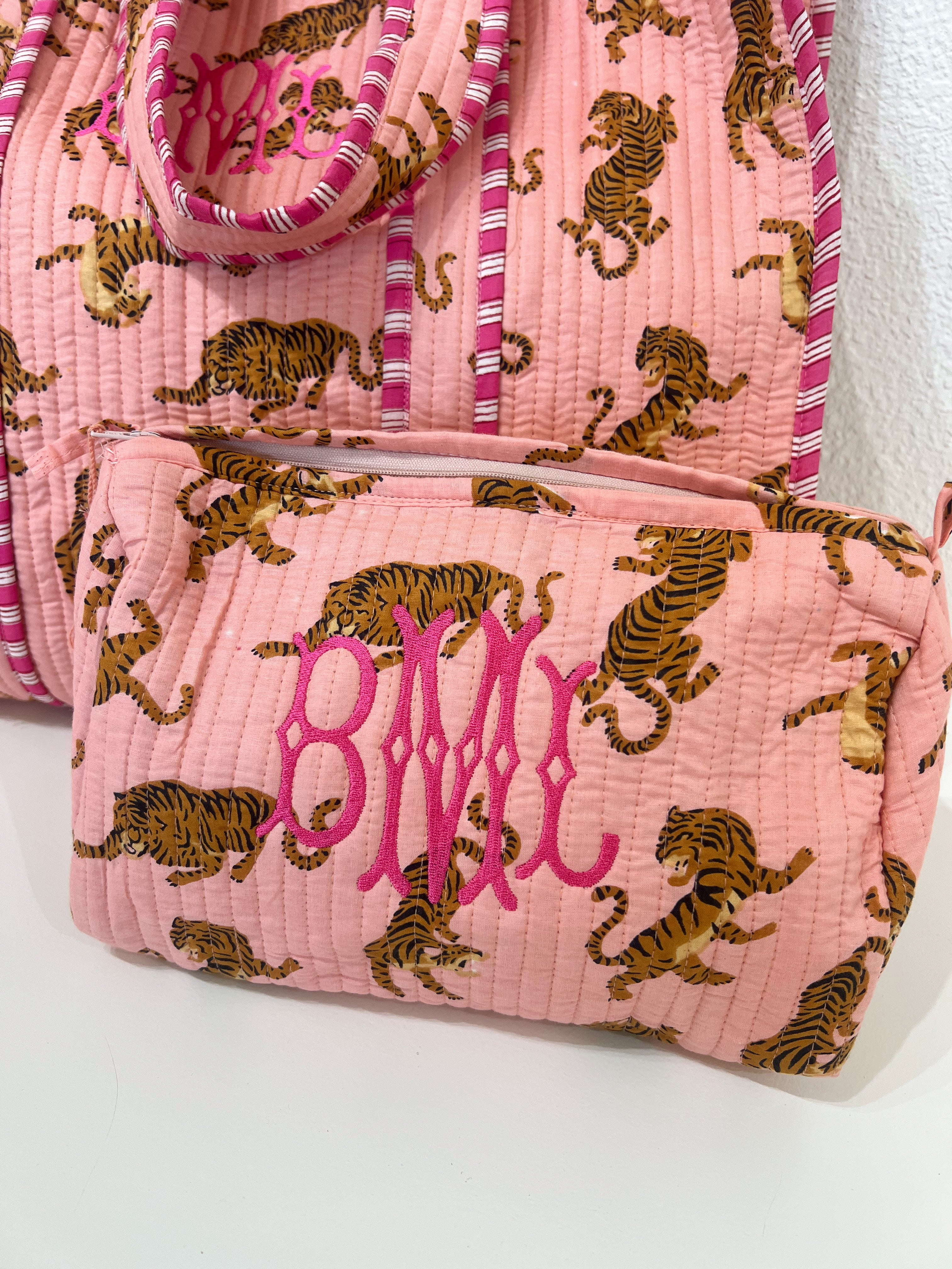 Quilted Block-Print Makeup Bag – KenzKustomz