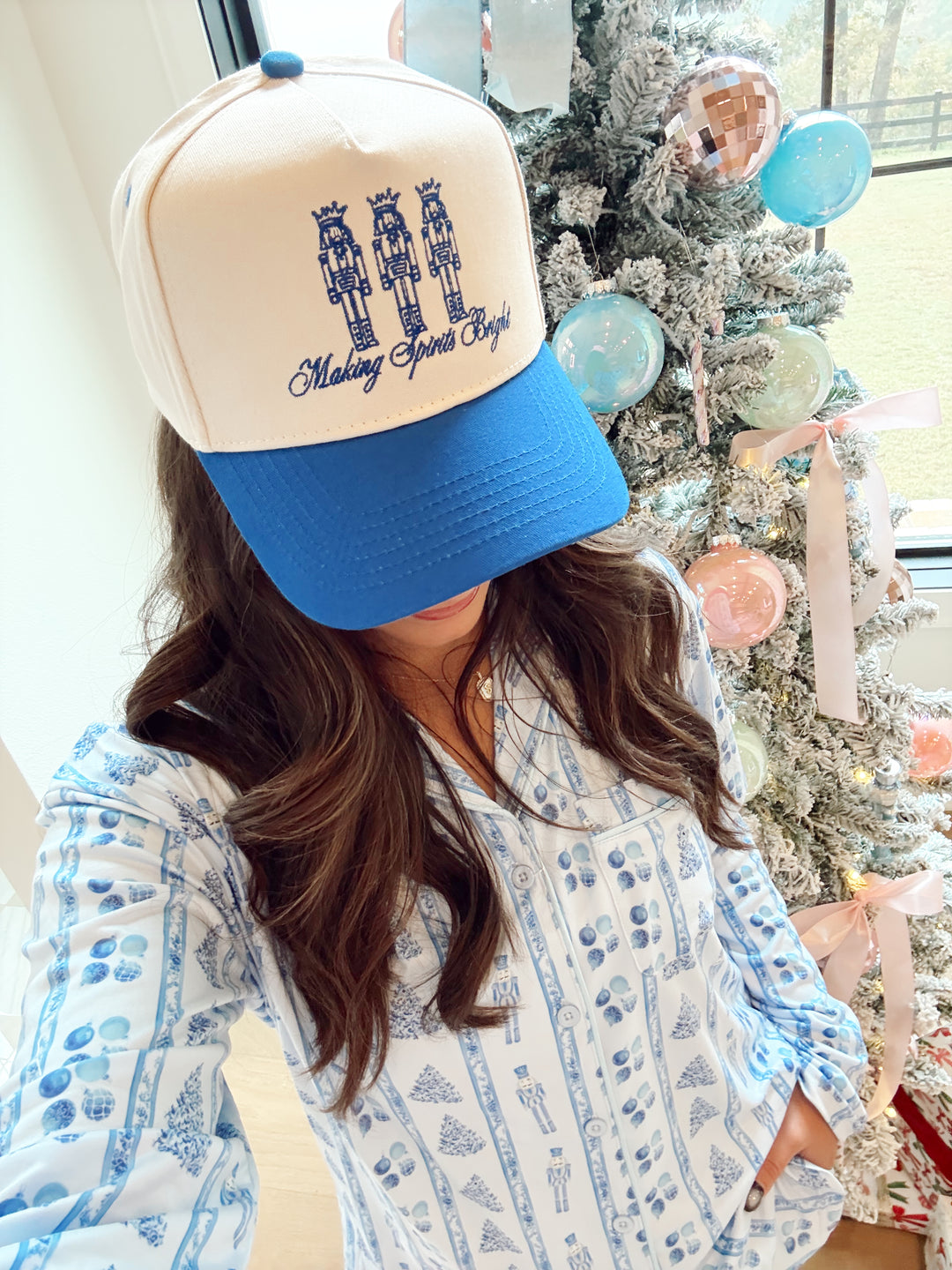 Making Spirits Bright - Blue Vintage Trucker Hat