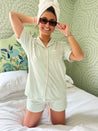 Green + Pink Stripe - Short Pajama Set