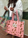 Quilted Block-Print Tote Bag