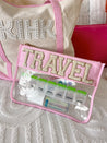 Travel Clear Pouch - Pink w/ Nude Patches
