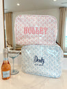 Pink + Blue Toile Clear Coat XL Toiletry Bag