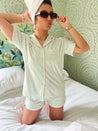 Green + Pink Stripe - Short Pajama Set