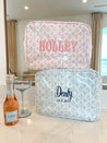 Pink + Blue Toile Clear Coat XL Toiletry Bag