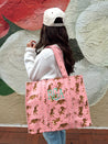 Quilted Block-Print Tote Bag