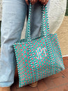 Quilted Block-Print Tote Bag