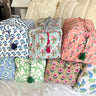 Quilted Block-Print Makeup Bag