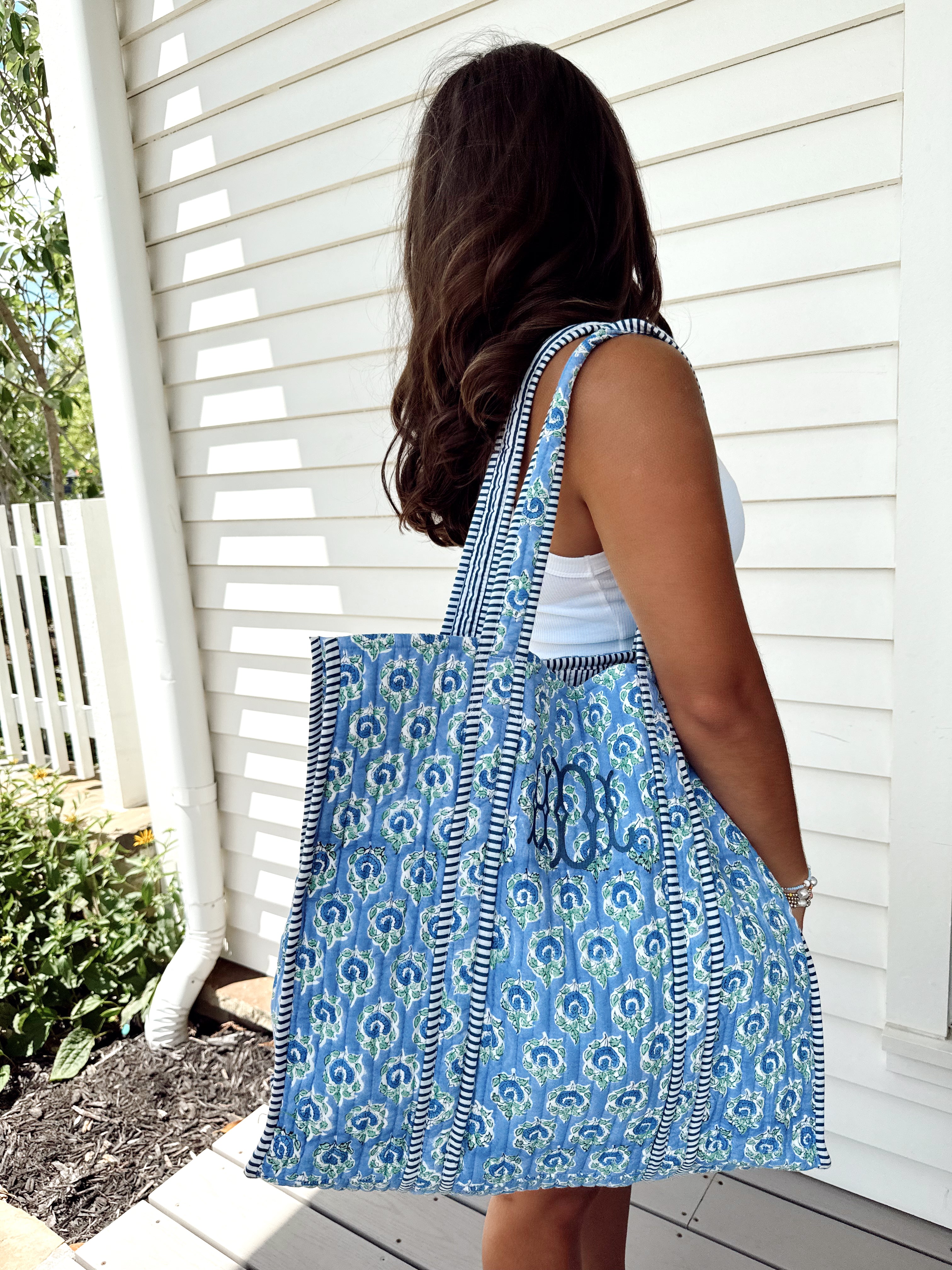 Quilted Block-Print Tote Bag – KenzKustomz
