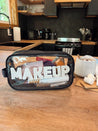 Black Clear Makeup Bag with Pearls - Large