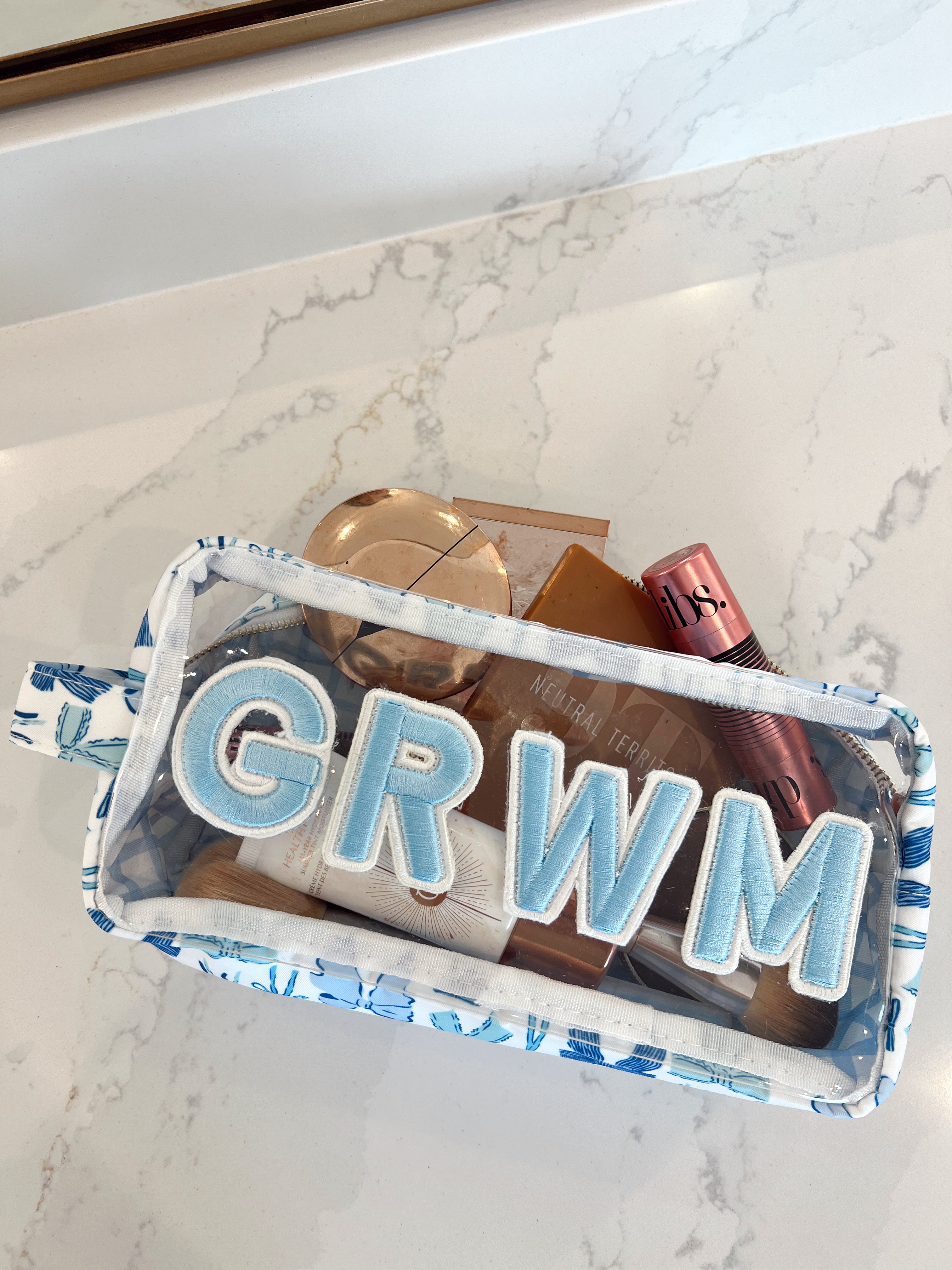 GRWM Blue Bows Clear Large Makeup Bag - Thumbnail 3
