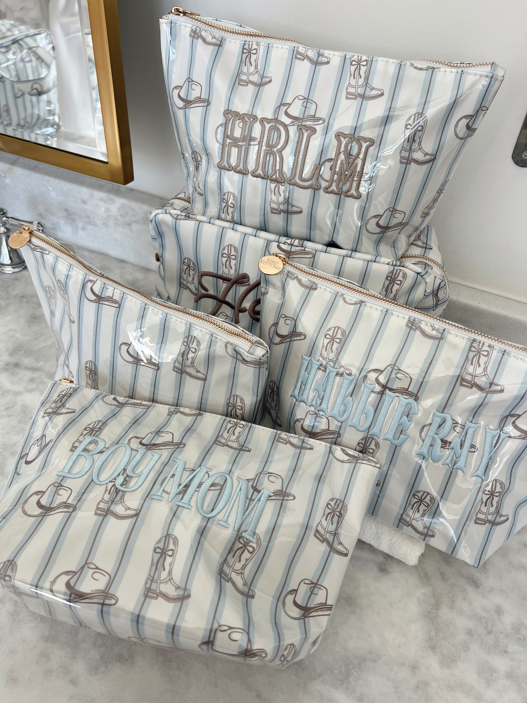 Western Blues Striped - Clear Coat Bag For Embroidery