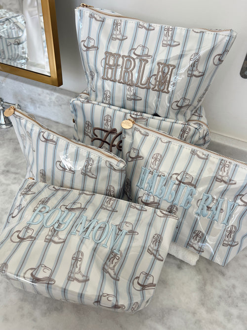 Western Blues Striped - Clear Coat Bag | Customizable