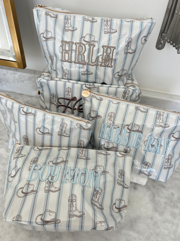 Western Blues Striped - Clear Coat Bag For Embroidery
