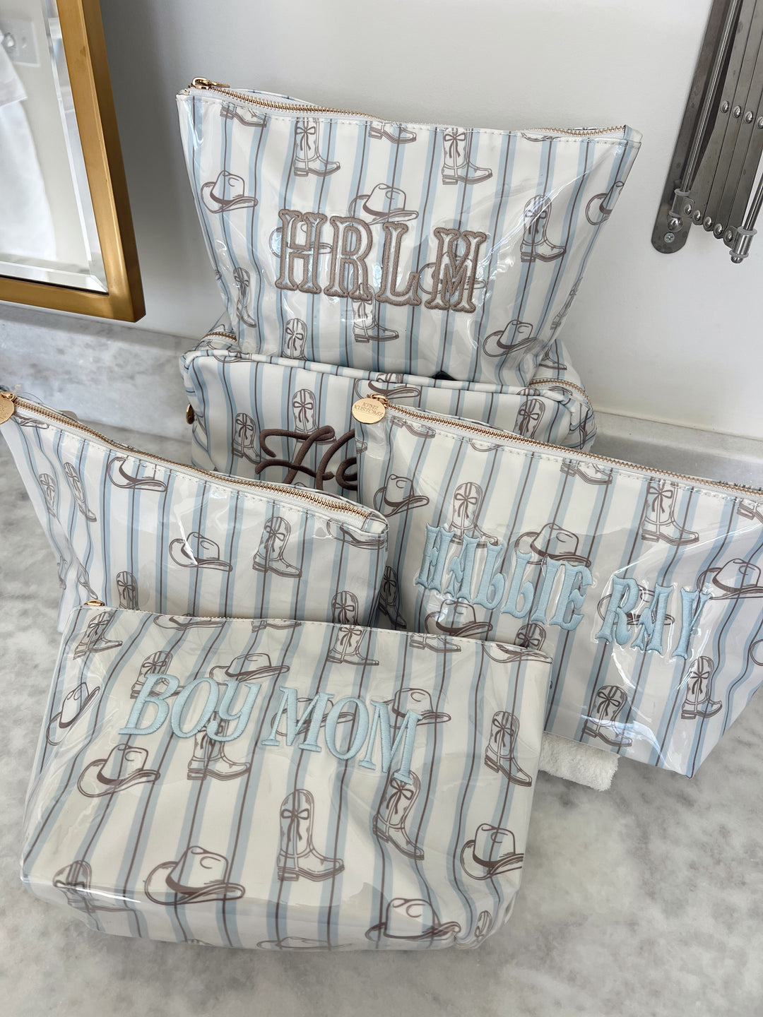 Western Blues Striped - Clear Coat Bag For Embroidery