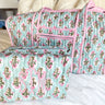 Quilted Block-Print Makeup Bag