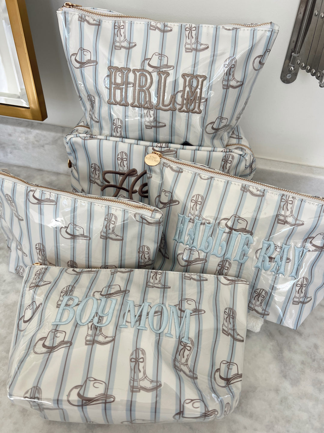 Western Blues Striped - Clear Coat Bag For Embroidery