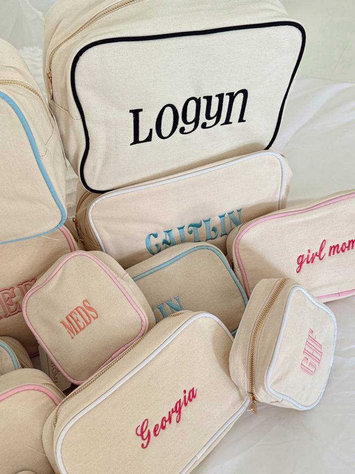 Canvas Makeup Bag Collection - PLAIN NO EMBROIDERY