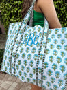 Quilted Block-Print Tote Bag