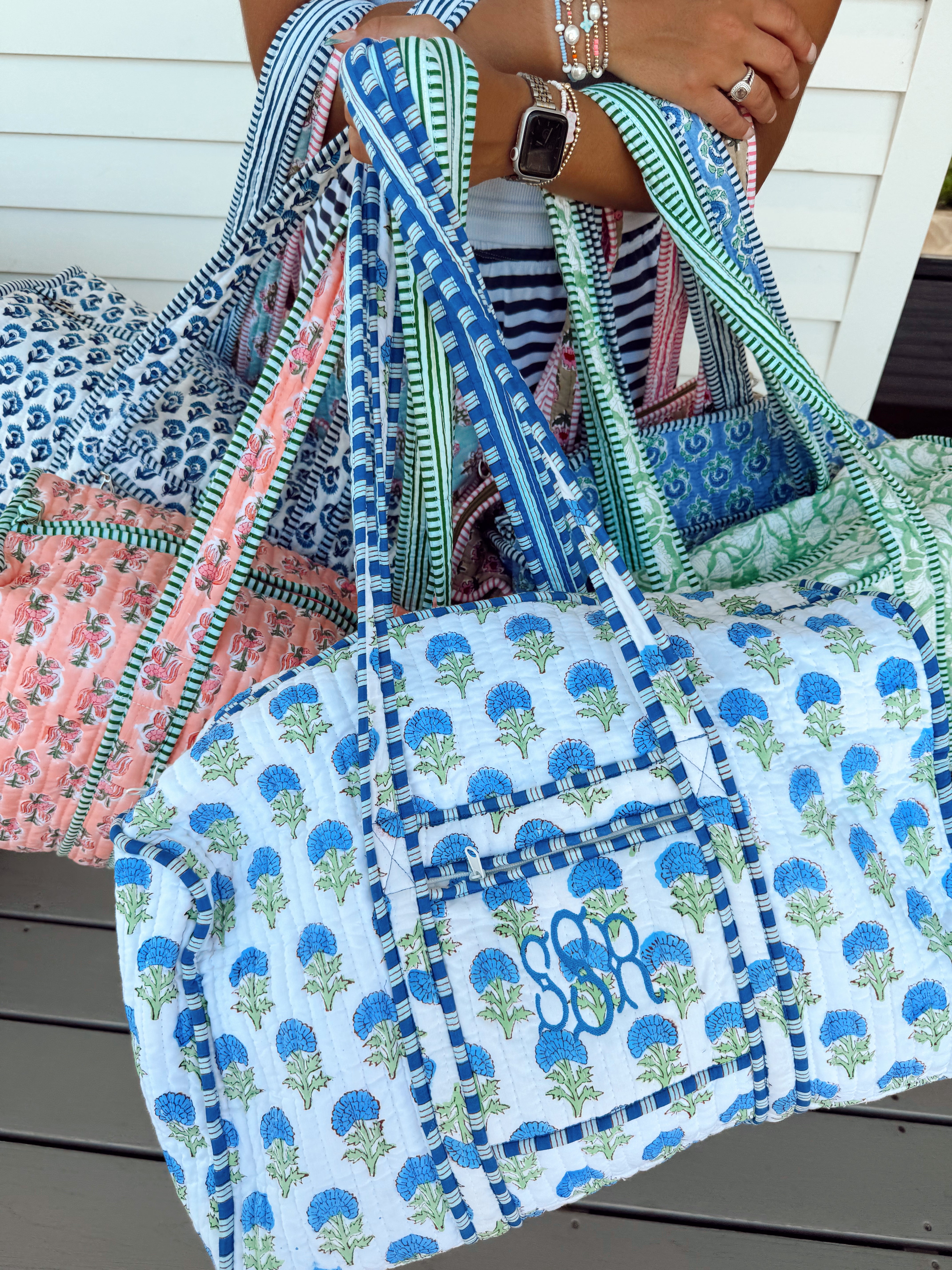 Quilted Block-Print Duffel Bag – KenzKustomz