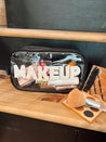 Black Clear Makeup Bag with Pearls - Large