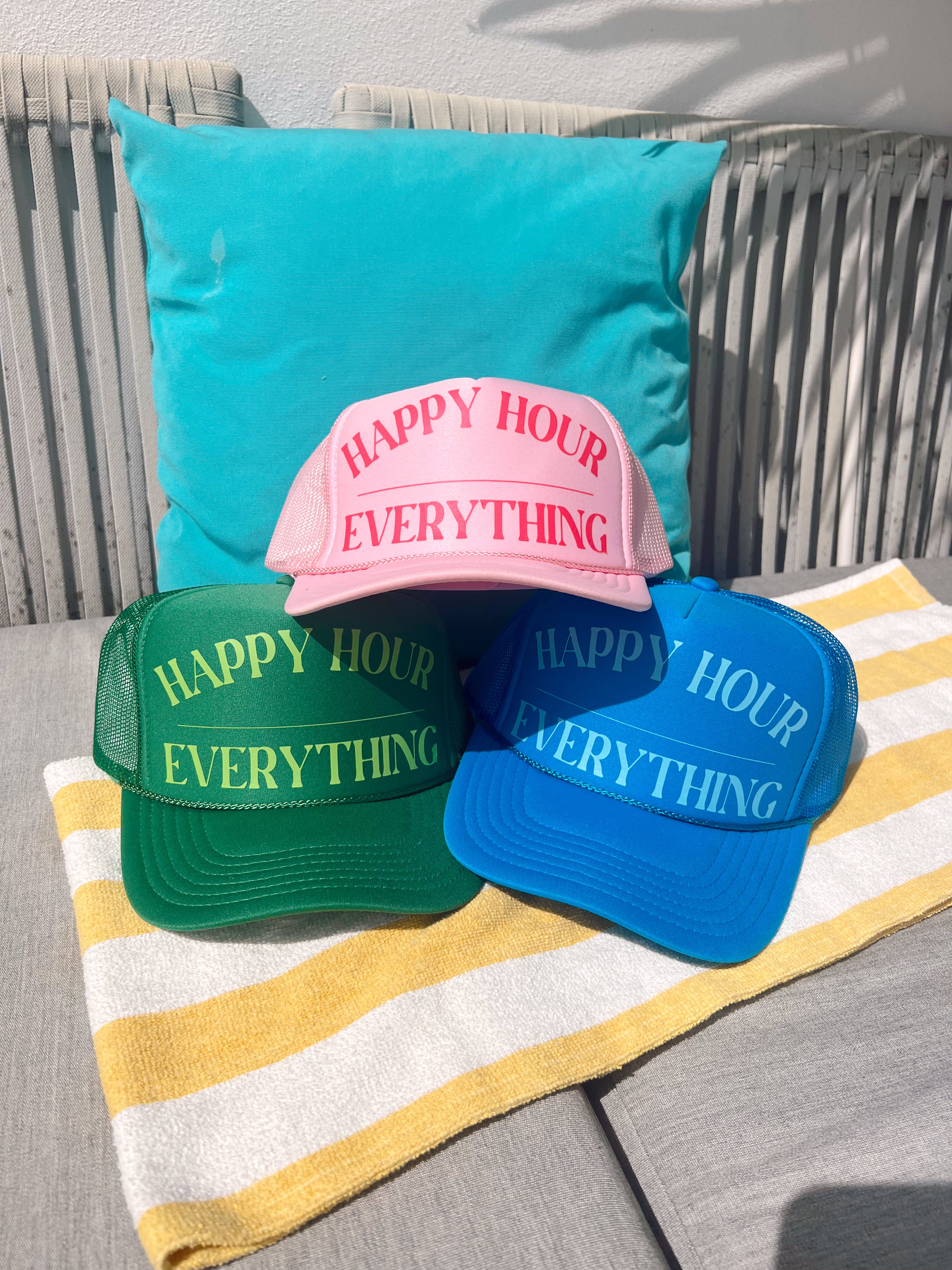 Happy Hour / Everything Trucker Hat – KenzKustomz