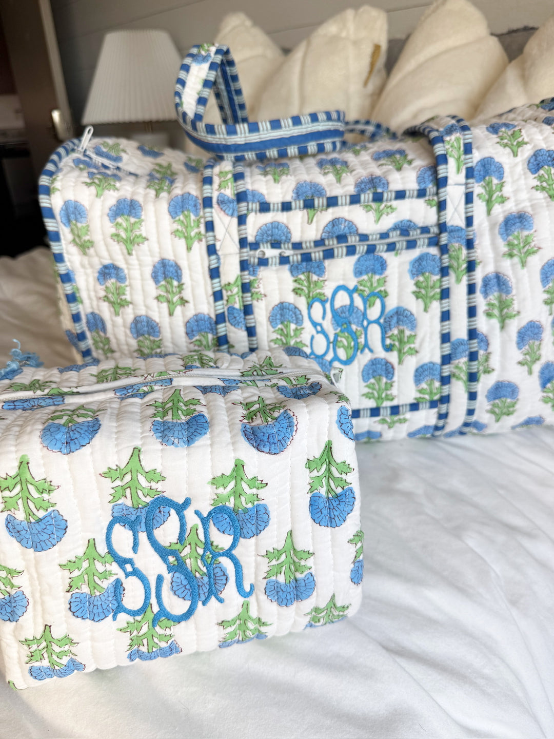Quilted Block-Print Duffel Bag