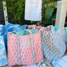Quilted Block-Print Tote Bag